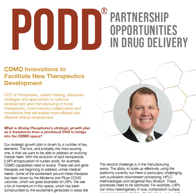Innovations to Facilitate New Therapeutics Development  CEO of Phosphorex, Jarlath Keating, discusses strategies and approaches to optimize development and manufacturing of novel therapeutics, cross-industry collaboration and innovations that will enable