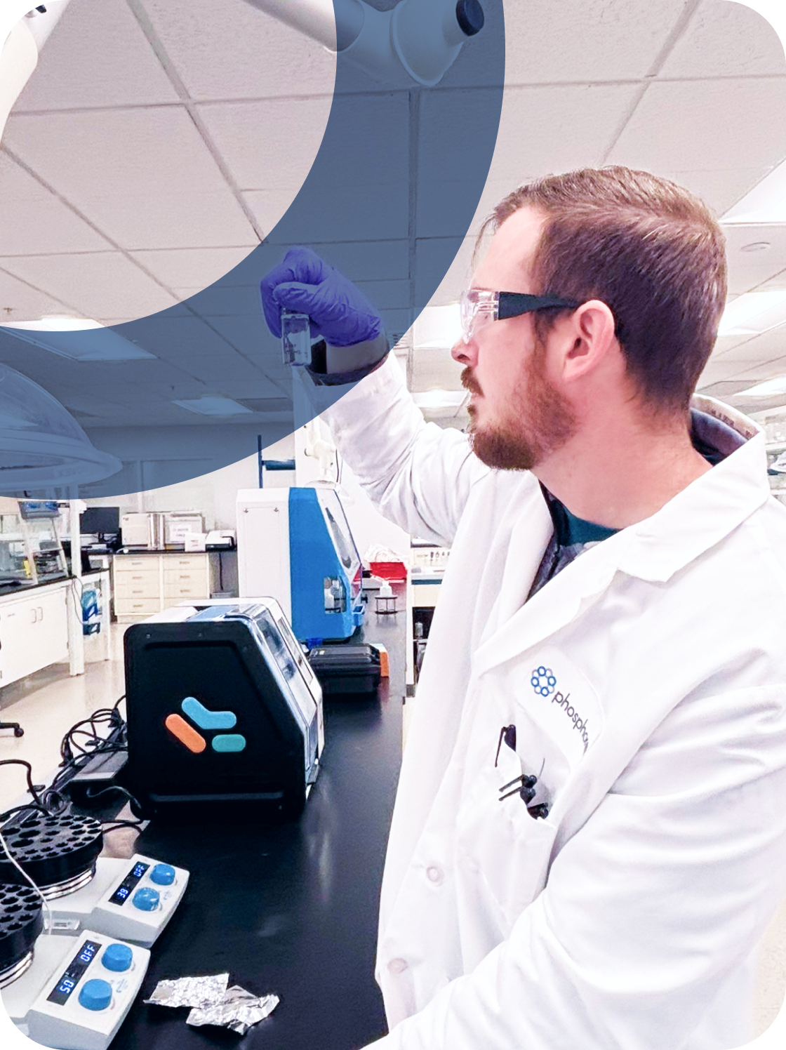 Scientists working in laboratory on optimized nanoparticles